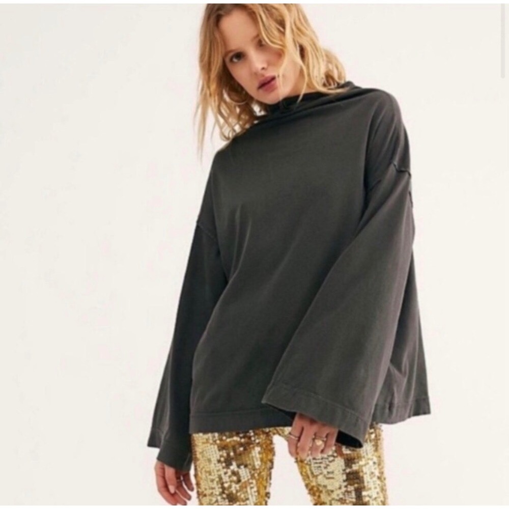 Free People We The Free Supernova Long Sleeve Tee in Gray Size Small Relaxed
